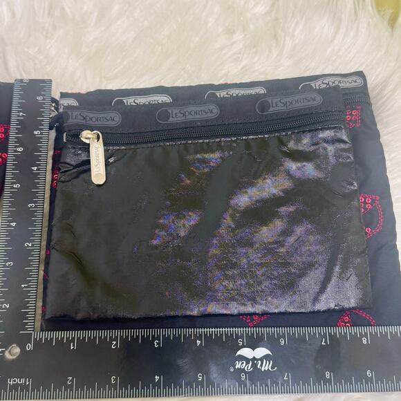 Y2K LeSportsac Triple Pouch Set Hot Kiss Red Sequin Lips NEW DAMAGED - Picture 3 of 10